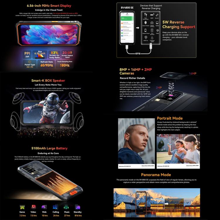 Blackview BV4800 SE Rugged Phone, 4GB+64GB, 6.56 inch Android 15 UMS9320E T615 Octa Core, Network: 4G, OTG, NFC Blackview BV4800 SE Rugged Phone, 4GB+64GB, 6.56 inch Android 15 UMS9320E T615 Octa Core, Network: 4G, OTG, NFC